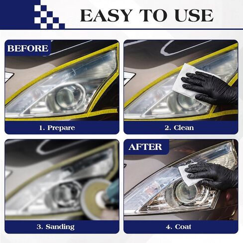 Demissle 21 Pcs Headlight Restoration Kit Includes 10 Remover Wipes 10 Coating Wipes 1 Glove Headlights Cleaner Kit for Restores Clarity Removes Yellowing Oxidation Cars Trucks Motorcycles in Saudi Arabia