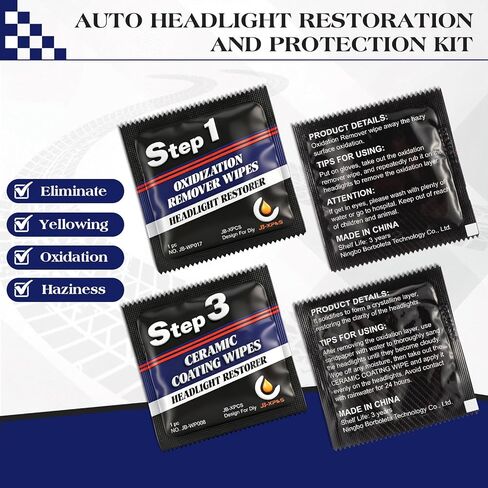 Demissle 21 Pcs Headlight Restoration Kit Includes 10 Remover Wipes 10 Coating Wipes 1 Glove Headlights Cleaner Kit for Restores Clarity Removes Yellowing Oxidation Cars Trucks Motorcycles in Saudi Arabia