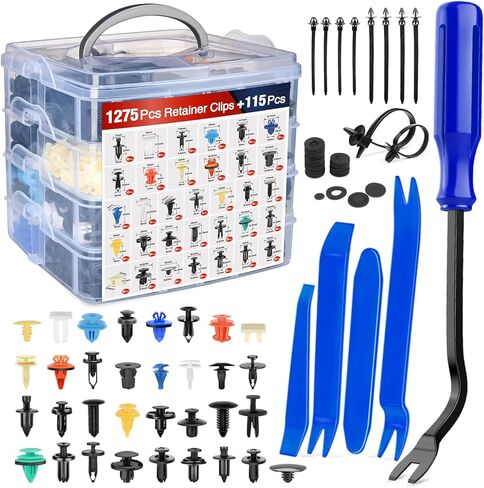 Nilight 1390pcs سيارة دفع التجنيب كليب مجموعة السحابات السيارات وشملت 33 الأحجام الأكثر شعبية النايلون الوفير الحاجز المسامير مع 1 السحابات مزيل 10 العلاقات كابل لتويوتا جنرال موتورز فورد هوندا تشيفي in Kuwait
