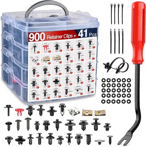 Nilight 1390pcs سيارة دفع التجنيب كليب مجموعة السحابات السيارات وشملت 33 الأحجام الأكثر شعبية النايلون الوفير الحاجز المسامير مع 1 السحابات مزيل 10 العلاقات كابل لتويوتا جنرال موتورز فورد هوندا تشيفي in Kuwait