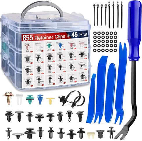 Nilight 1390pcs سيارة دفع التجنيب كليب مجموعة السحابات السيارات وشملت 33 الأحجام الأكثر شعبية النايلون الوفير الحاجز المسامير مع 1 السحابات مزيل 10 العلاقات كابل لتويوتا جنرال موتورز فورد هوندا تشيفي in Kuwait