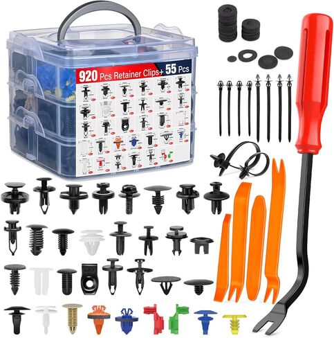 Nilight 1390pcs سيارة دفع التجنيب كليب مجموعة السحابات السيارات وشملت 33 الأحجام الأكثر شعبية النايلون الوفير الحاجز المسامير مع 1 السحابات مزيل 10 العلاقات كابل لتويوتا جنرال موتورز فورد هوندا تشيفي in Kuwait