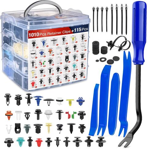 Nilight 1390pcs سيارة دفع التجنيب كليب مجموعة السحابات السيارات وشملت 33 الأحجام الأكثر شعبية النايلون الوفير الحاجز المسامير مع 1 السحابات مزيل 10 العلاقات كابل لتويوتا جنرال موتورز فورد هوندا تشيفي in Kuwait
