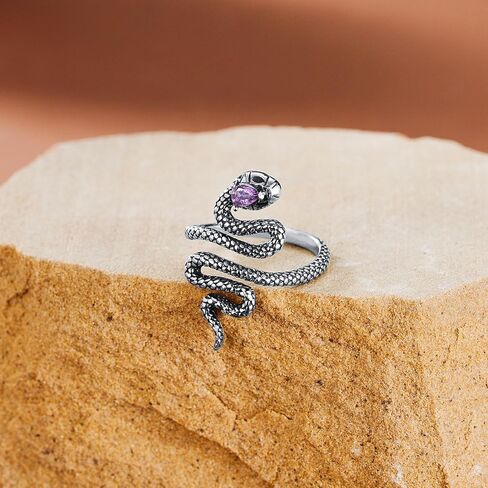 Amethyst Snake Ring for Women, Snake Open Ring,925 Sterling Silver Natural Amethyst Genuine Gemstone,Gothic Style Amethyst Ring for Women, Mom, Wife, Girlfriend in Saudi Arabia