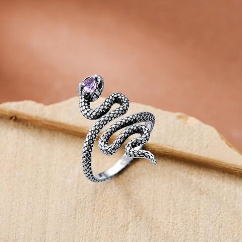 Amethyst Snake Ring for Women, Snake Open Ring,925 Sterling Silver Natural Amethyst Genuine Gemstone,Gothic Style Amethyst Ring for Women, Mom, Wife, Girlfriend in Saudi Arabia