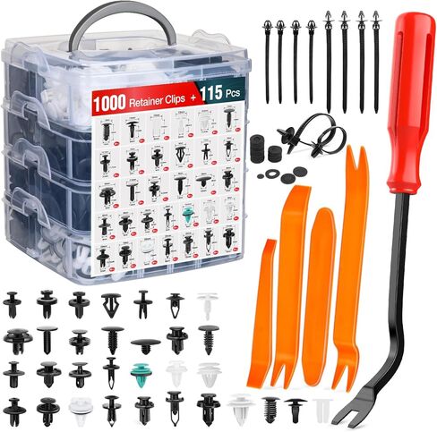 Nilight 1390pcs سيارة دفع التجنيب كليب مجموعة السحابات السيارات وشملت 33 الأحجام الأكثر شعبية النايلون الوفير الحاجز المسامير مع 1 السحابات مزيل 10 العلاقات كابل لتويوتا جنرال موتورز فورد هوندا تشيفي in Kuwait