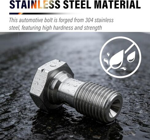 AN3 3/8 "-24 UNF Banjo Bolt مع غسالة نحاسية، محول تركيبات خط الفرامل من الفولاذ المقاوم للصدأ للأسطوانة الرئيسية/أسطوانة العجلة/نظام الفرجار، مسامير قابض الفرامل ملحقات السيارة in Kuwait