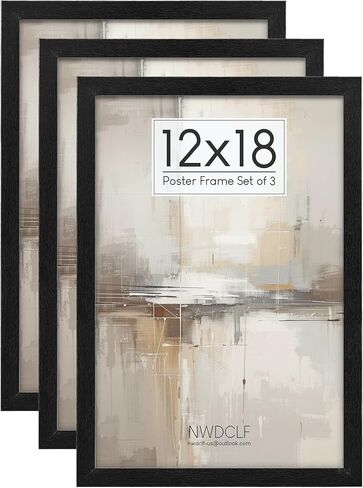 24x36 Poster Frame Set of 3, Black Woodgrain Wall Frames with Plexiglass, Engineered Wood Large Picture Frames for Gallery Wall and Home Office Decor in Saudi Arabia