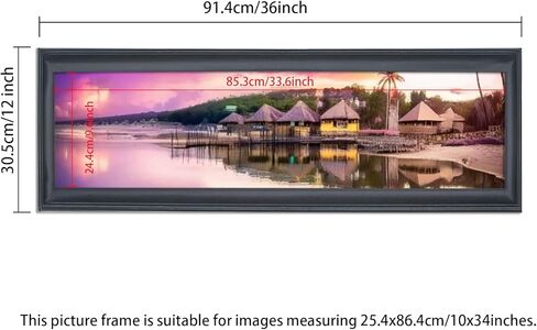 إطار صورة من الخشب الصلب الأسود مقاس 10 × 34، مناسب للصور البانورامية/الرسم/الملصق (S23B1034) in Saudi Arabia