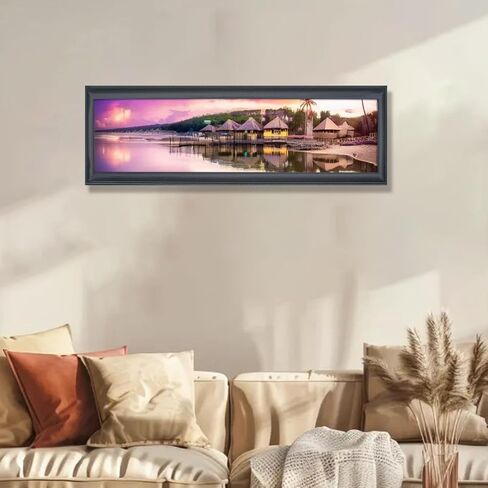 إطار صورة من الخشب الصلب الأسود مقاس 10 × 34، مناسب للصور البانورامية/الرسم/الملصق (S23B1034) in Saudi Arabia
