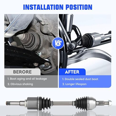 Front CV Axle Shaft Assembly Fit for Chevrolet Equinox 2.4L L4 2010-2016, for GMC Terrain 2.4L L4 2010-2016, Left and Right CV Joint Shaft, Replace for 66-1516 66-1517, 2 pack in Kuwait