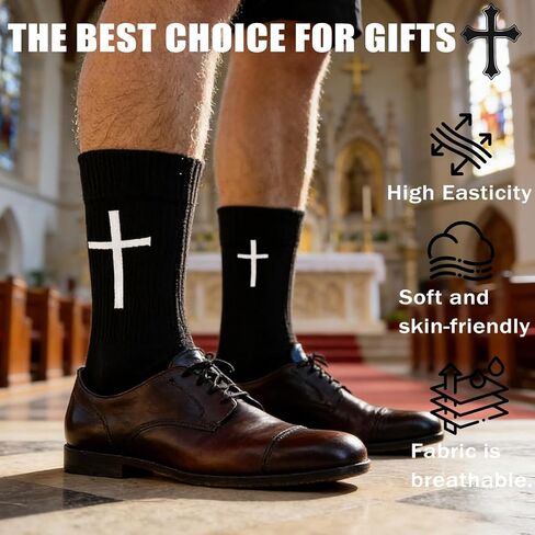 6 pairs christian socks cross prayer socks with bible verse,christian gift for man women youth birthday christmas in Saudi Arabia