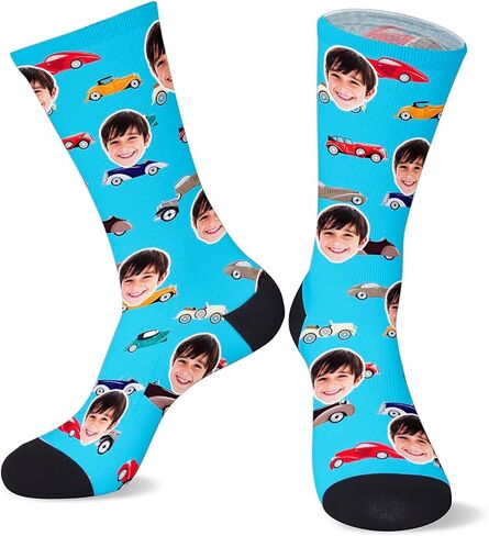 Custom Face Socks For Kids Boys Age 5-12,Personalized Sock with Photo Picture,Funny Gifts For Boys:Made in USA in Saudi Arabia