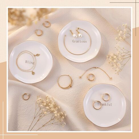 Shappy 12 Pcs Ceramic Jewelry Tray Gifts with Blessing Words 4.5 in Ring Dish Bulk Trinket Dish for Mothers Day Birthday Gift in Saudi Arabia