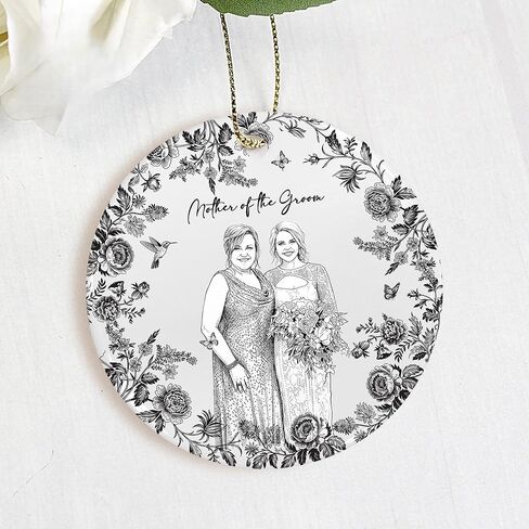 Personalized Ring Dish Mother of the Bride Gift Mother of the Groom Custom Sketch Portrait Trinket Dish Wedding Thank You Present Gold Rim in Saudi Arabia