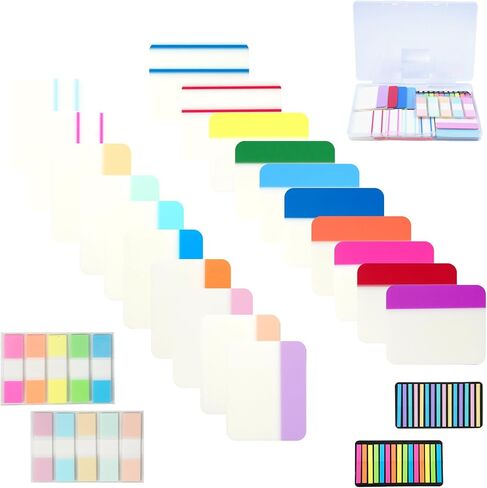 ملاحظات لاصقة، علامات تبويب مؤشرة لاصقة، 1200 قطعة، 24 مجموعة، مجلد مقسم ملون، تعليقات توضيحية رفيعة لتنظيم الملاحظات اللاصقة، علامات تبويب التوقيع in Kuwait