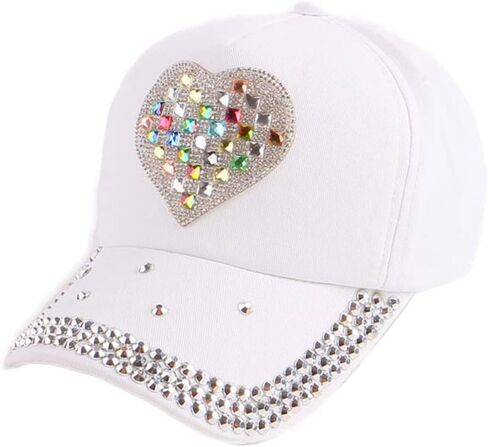 ECYC Ltd أطفال طفل رضيع القطن الدنيم قبعة بيسبول لطيف بلينغ على شكل قلب حجر الراين قبعة بيسبول قبعة رياضية للبنين بنات in Kuwait