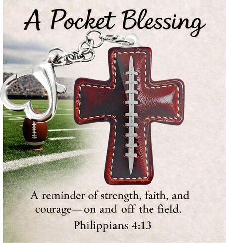 Pocket Blessing Cross Keychain, Acrylic Football Christian Key Ring, Faith Gift for Athletes and Teens in Saudi Arabia