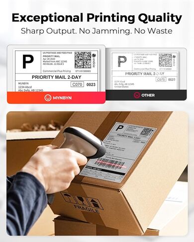 MUNBYN 130B Bluetooth Thermal Label Printer+Thermal Direct Shipping Label (Pack of 500 4x6 Per Roll Labels)+White Label Holder in Saudi Arabia