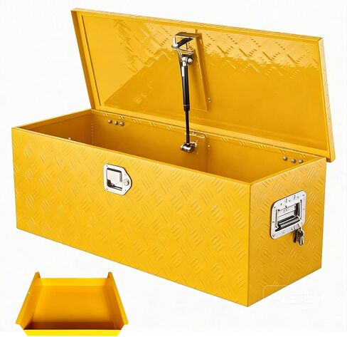 Truck Bed Tool Box Aluminum with Lock and Keys, 30x15x15 Inch, Weatherproof Storage Chest Organizer, Side Handles, Gas Strut Lid, Large Capacity Heavy Duty Steel Metal Tool Box for Pickup, Trailer, RV in Saudi Arabia