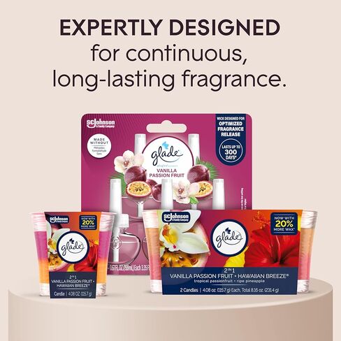 Glade 1-Wick 2in1 Scented Candle Jar, Hawaiian Breeze & Vanilla Passion Fruit, Air Freshener Infused with Essential Oils, 4.08 Oz, 2 Count in Saudi Arabia