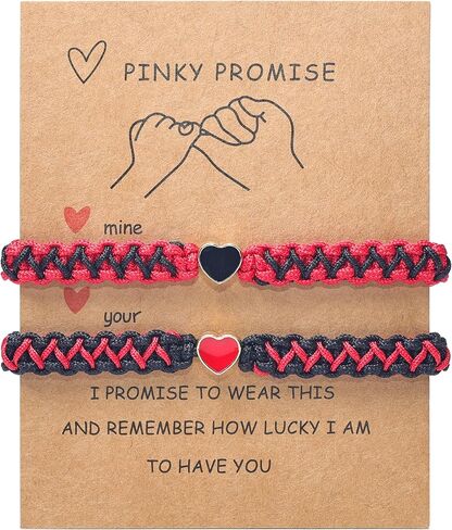 أساور متطابقة على شكل قلب مضفرة مصنوعة يدويًا مكونة من قطعتين، هدية مثالية لعيد الحب/عيد الميلاد والتخرج وعيد الميلاد لصديقها وصديقتها المفضلة وأساور الصداقة والأزواج القابلة للتعديل in Kuwait