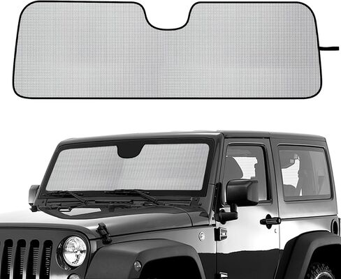 مظلة شمسية للزجاج الأمامي متوافقة مع Jeep Wrangler JL 2018-2025 وGladiator 2020-2025، حماية من الأشعة فوق البنفسجية، تحافظ على برودتها، تقلل من بهتان الشيخوخة، ذاتية التدحرج وسهلة التخزين in Saudi Arabia
