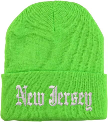 Trendy Apparel Shop New Jersey State Old English Embroidered Long Cuff Beanie in Saudi Arabia