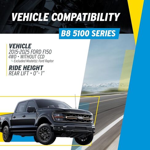 Bilstein Pair of Rear B8 5100 Series Shocks Compatible with 2015-2025 F150 4WD w/o CCD with 0-1" Rear Lift excl. Raptor Models | Easy Installation | Smooth Performance in Saudi Arabia