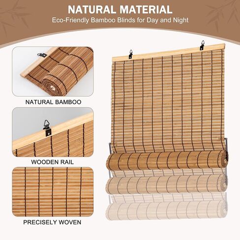 ALIMOO ستائر النوافذ المصنوعة من الخيزران اللاسلكي، نشمر ظلال رومانية، تصفية الضوء، ستائر الخيزران اللاسلكية للمنزل الداخلي، فناء الشرفة، 32 بوصة عرض × 72 بوصة طول in Kuwait