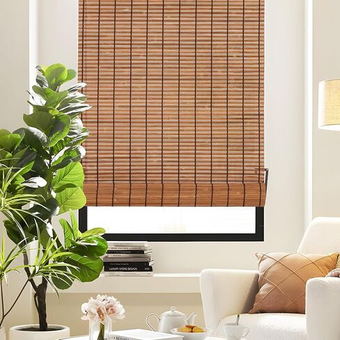 ALIMOO ستائر النوافذ المصنوعة من الخيزران اللاسلكي، نشمر ظلال رومانية، تصفية الضوء، ستائر الخيزران اللاسلكية للمنزل الداخلي، فناء الشرفة، 32 بوصة عرض × 72 بوصة طول in Kuwait