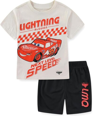Disney Cars Lightning McQueen Boys Short Sleeve T-Shirt and Mesh Short Set for Toddler to Big Kids in Saudi Arabia