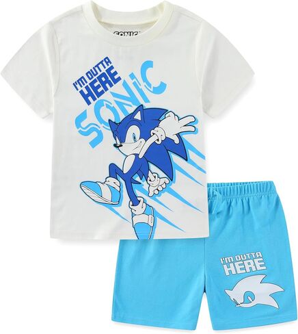 تي شيرت SEGA Sonic the Hedgehog للأولاد قصير الأكمام ومجموعة قصيرة للأطفال الكبار in Saudi Arabia