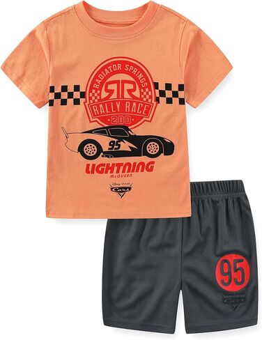 Disney Cars Lightning McQueen Boys Short Sleeve T-Shirt and Mesh Short Set for Toddler to Big Kids in Saudi Arabia