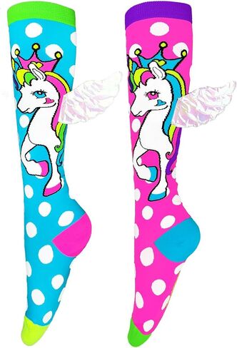 جوارب MADMIA Flying Unicorn بطول الركبة - جوارب ملونة للأطفال والكبار، هدية يوم جورب ممتعة ومجنونة in Kuwait