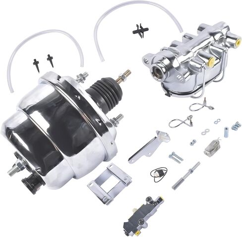 7" Chrome Power Brake Booster Master Cylinder Disc Drum Kit Replacement for Chevy Bel Air One-Fifty Two-Ten Series 1955 1956 1957 in Saudi Arabia