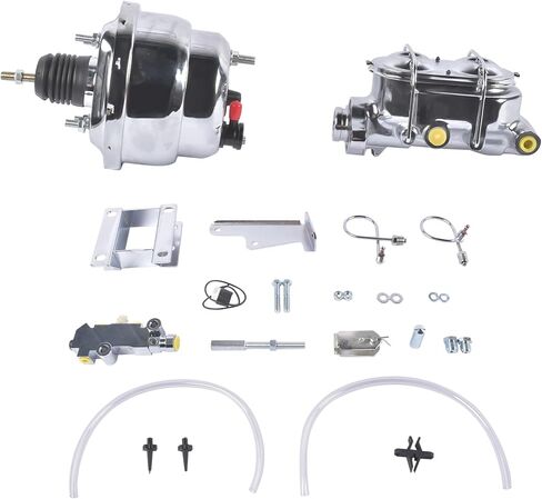 7" Chrome Power Brake Booster Master Cylinder Disc Drum Kit Replacement for Chevy Bel Air One-Fifty Two-Ten Series 1955 1956 1957 in Saudi Arabia