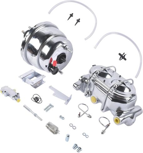 7" Chrome Power Brake Booster Master Cylinder Disc Drum Kit Replacement for Chevy Bel Air One-Fifty Two-Ten Series 1955 1956 1957 in Saudi Arabia