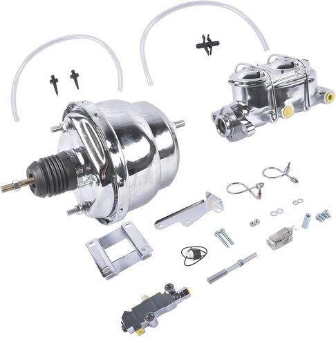 7" Chrome Power Brake Booster Master Cylinder Disc Drum Kit Replacement for Chevy Bel Air One-Fifty Two-Ten Series 1955 1956 1957 in Saudi Arabia
