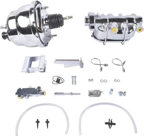 7" Chrome Power Brake Booster Master Cylinder Disc Drum Kit Replacement for Chevy Bel Air One-Fifty Two-Ten Series 1955 1956 1957 in Saudi Arabia