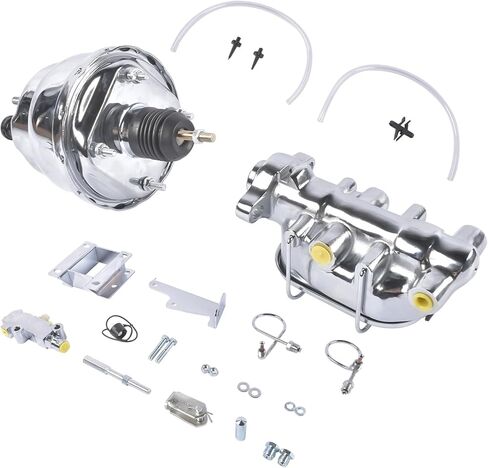 7" Chrome Power Brake Booster Master Cylinder Disc Drum Kit Replacement for Chevy Bel Air One-Fifty Two-Ten Series 1955 1956 1957 in Saudi Arabia