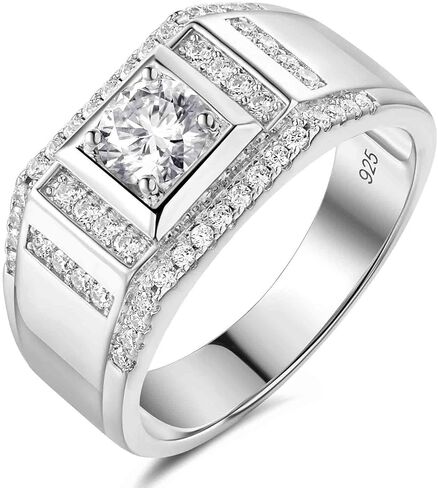 Moissanite Mens Wedding Band Solitaire Wedding Promise Ring For Him 925 Sterling Silver Sz 8-13 in Saudi Arabia