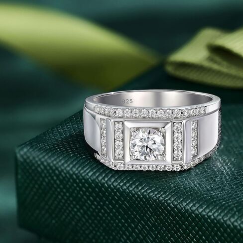 Moissanite Mens Wedding Band Solitaire Wedding Promise Ring For Him 925 Sterling Silver Sz 8-13 in Saudi Arabia