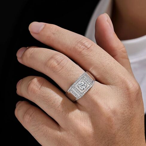 Moissanite Mens Wedding Band Solitaire Wedding Promise Ring For Him 925 Sterling Silver Sz 8-13 in Saudi Arabia