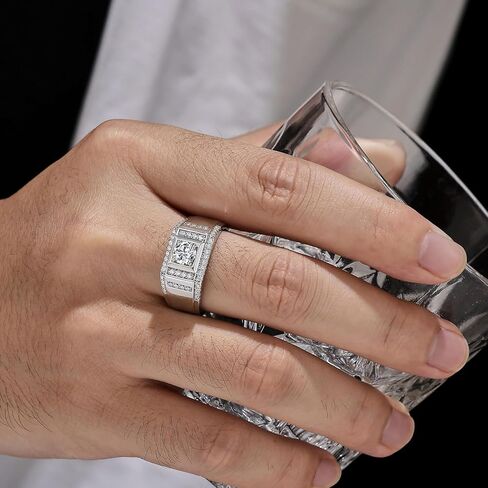 Moissanite Mens Wedding Band Solitaire Wedding Promise Ring For Him 925 Sterling Silver Sz 8-13 in Saudi Arabia