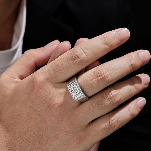 Moissanite Mens Wedding Band Solitaire Wedding Promise Ring For Him 925 Sterling Silver Sz 8-13 in Saudi Arabia