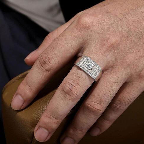 Moissanite Mens Wedding Band Solitaire Wedding Promise Ring For Him 925 Sterling Silver Sz 8-13 in Saudi Arabia