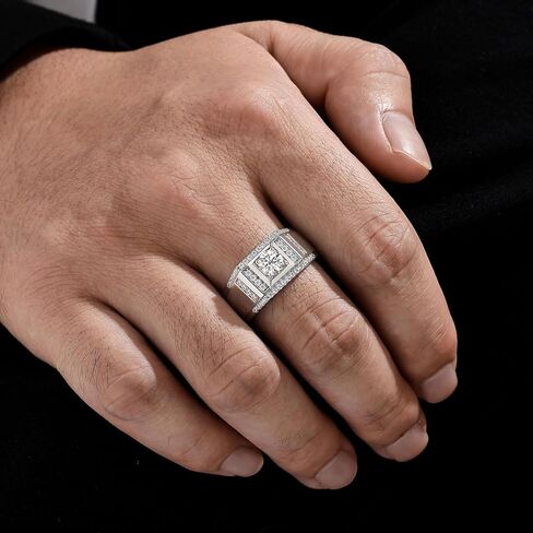 Moissanite Mens Wedding Band Solitaire Wedding Promise Ring For Him 925 Sterling Silver Sz 8-13 in Saudi Arabia