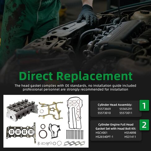 Engine Cylinder Head Assembly Head Gasket Set with Head Bolt Kit fit for Chevrolet Trax/Sonic/Cruze/Cruze Limited 2011-2016, fit for Buick Encore 2013-2016 1.4L in Saudi Arabia