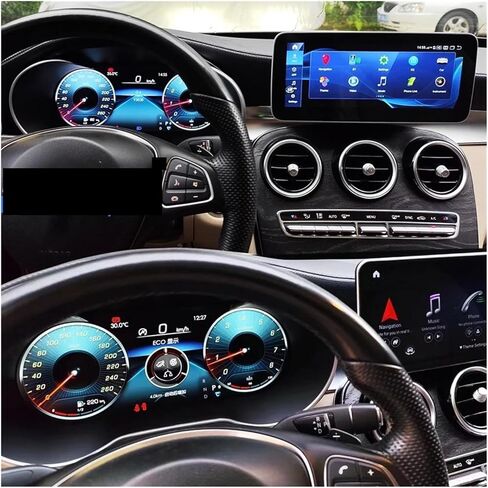 لوحة لوحة قيادة LCD وشاشة أندرويد 12.3 بوصة متوافقة مع Benz GLC/C-Class W205 W253 W253 أداة رقمية Carplay Auto 4G in Kuwait